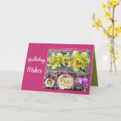 FLOWER COLLAGE VERJAARDAG GROET KAART (Gele Bloem)