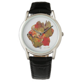 Flower collagraph art watch horloge