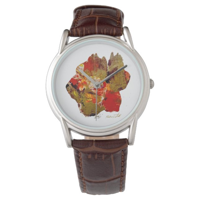 Flower collagraph art watch horloge (Voorkant)