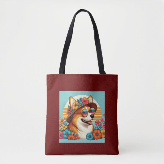 Flower Corgi Tote Bag (Voorkant)