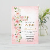 Flower Cross Baptism Invitation, Floral Christian Kaart (Staand voorkant)