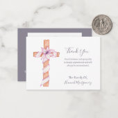 Flower Cross Foto Sympathie Begrafenis Kaart Notitiekaartje (Voorkant / Achterkant in situ)