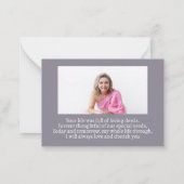 Flower Cross Foto Sympathie Begrafenis Kaart Notitiekaartje (Achterkant)