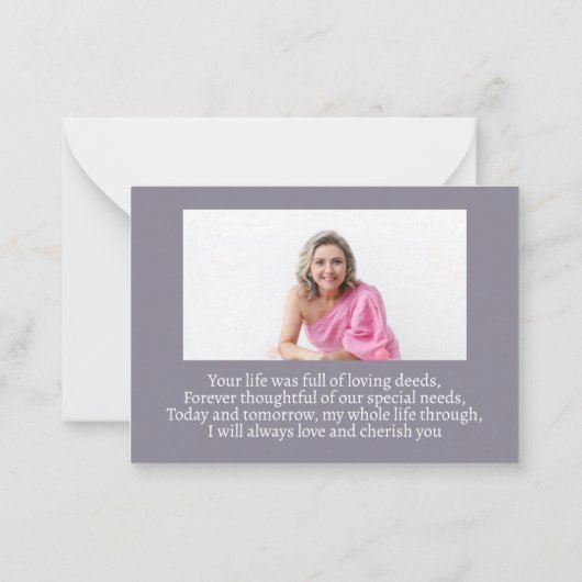 Flower Cross Foto Sympathie Begrafenis Kaart Notitiekaartje (Achterkant)