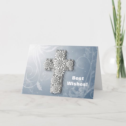 Flower Cross Gefeliciteerd Doop Kaart (Voorkant)