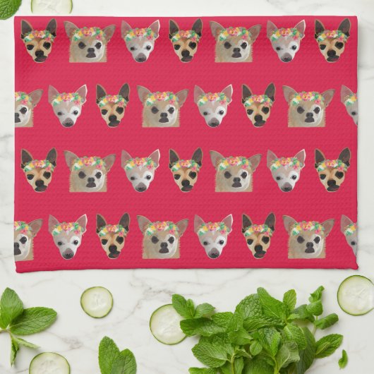 Flower Crown Chihuahuas Theedoek (Gevouwen)