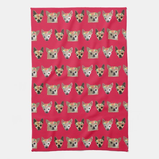 Flower Crown Chihuahuas Theedoek (Verticaal)