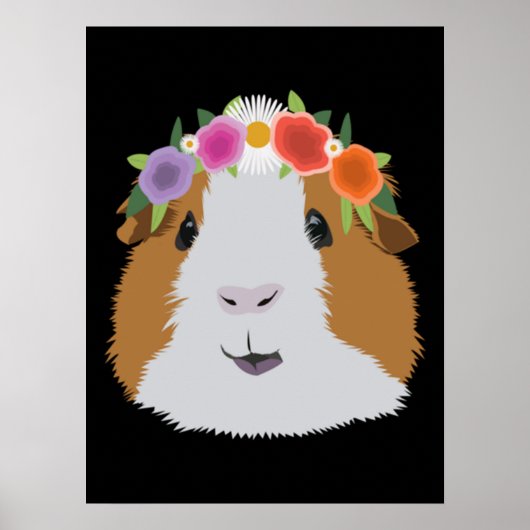 Flower Crown Guinea Pig Poster (Voorkant)