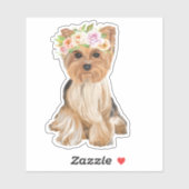 Flower Crown Yorkie Sticker (Vel)