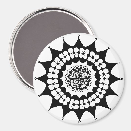 Flower Crown Zen Mandala Magneet (Voorkant / Achterkant)