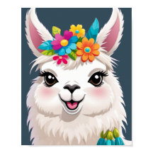 Flower-Crowned Llama Elegance