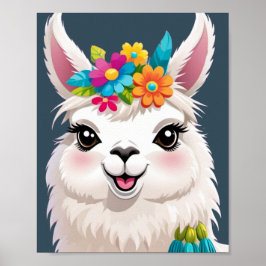 Flower-Crowned Llama Elegance Poster