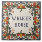  Flower Custom House Naam Bord Teken Plaque Tegeltje (Voorkant)