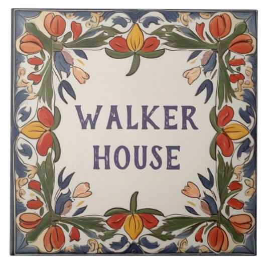  Flower Custom House Naam Bord Teken Plaque Tegeltje (Voorkant)