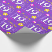 Flower custom name Lauren 19th verjaardagsrap Cadeaupapier (Hoek)