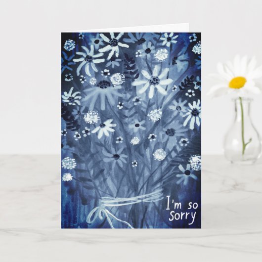 Flower Daisies Bouquet CONDOLENCES blauw Kaart (Kleine Plant)