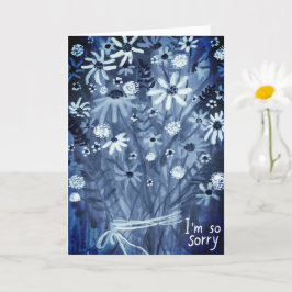 Flower Daisies Bouquet CONDOLENCES blauw Kaart
