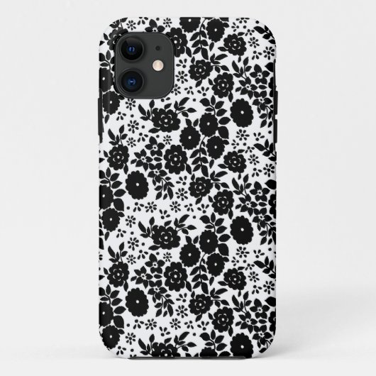 Flower Daisy  Zwart Patroon Case-Mate iPhone Case (Achterkant)
