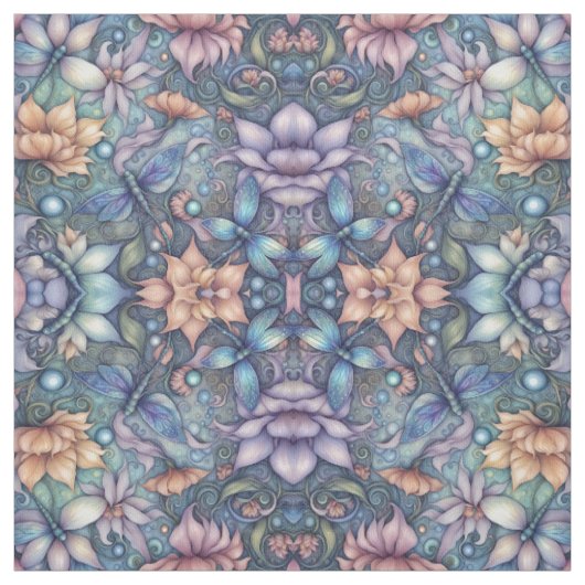 FLower Damask Blauw Goud Ontwerp Stof (Swatch)