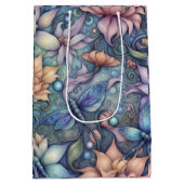 FLower Damask Blue Gold Medium Cadeauzakje (Achterkant)