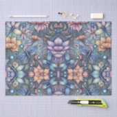 FLower Damask Blue Gold Tissuepapier (Craft)