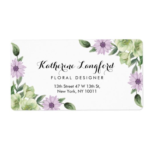 Flower Design bewerkbaar Sjabloon retouradres Etiket (Voorkant)