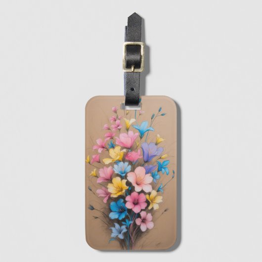 Flower Design Bloemen Arrangement Art Bagagelabel (Voorkant (verticaal))