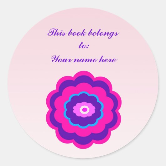 Flower Design Bookplaat Ronde Sticker (Voorkant)