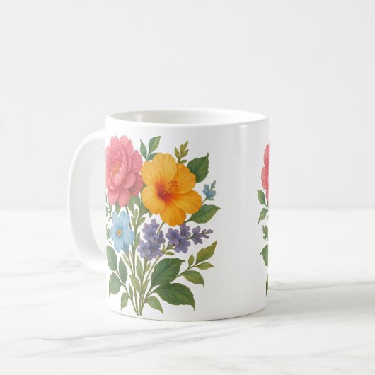 Flower Design Coffee Mok (Voorkant links)