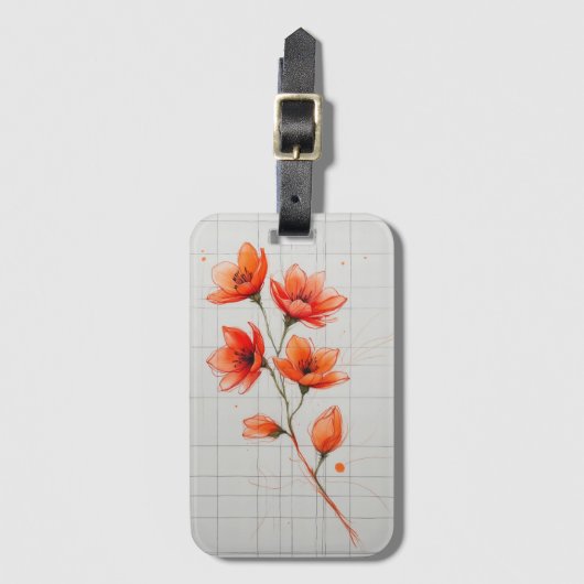Flower Design Elegante Oranje Bloesem Kunst Bagagelabel (Voorkant (verticaal))