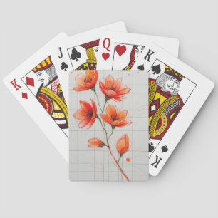 Flower Design Elegante Oranje Bloesem Kunst Pokerkaarten