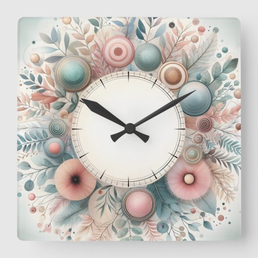 flower design vierkante klok (Voorkant)