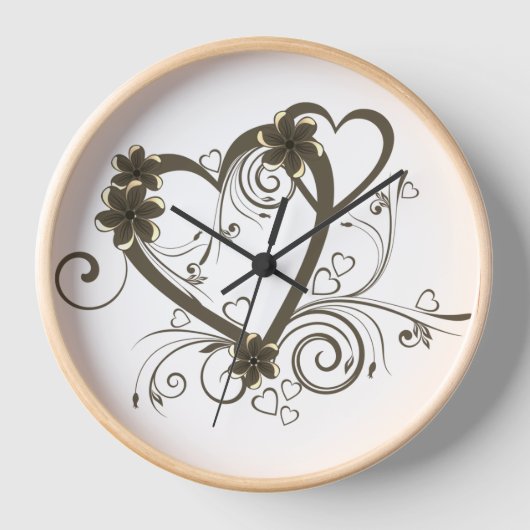 Flower Design wandklok, 10 "ronde houten Lijst (Voorkant)