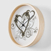 Flower Design wandklok, 10 "ronde houten Lijst (Hoek)