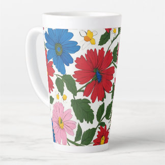 Flower designed large latte mok