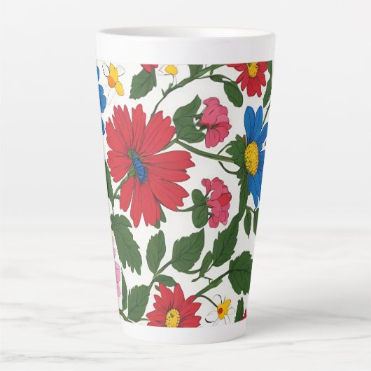Flower designed large latte mok (Voorkant)