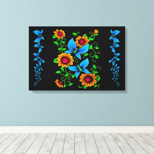 Flower Doodle Canvas Afdruk (Insitu (Houten vloer))