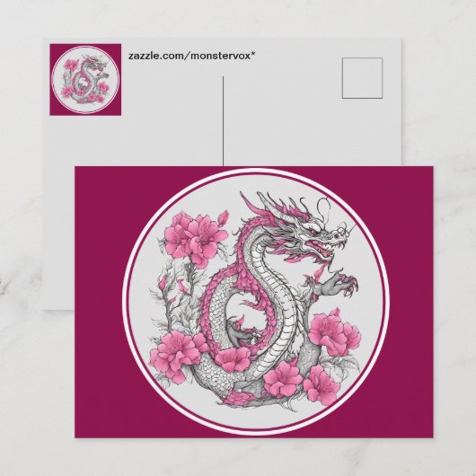 Flower Dragon-Briefkaart Briefkaart (Voorkant / Achterkant)