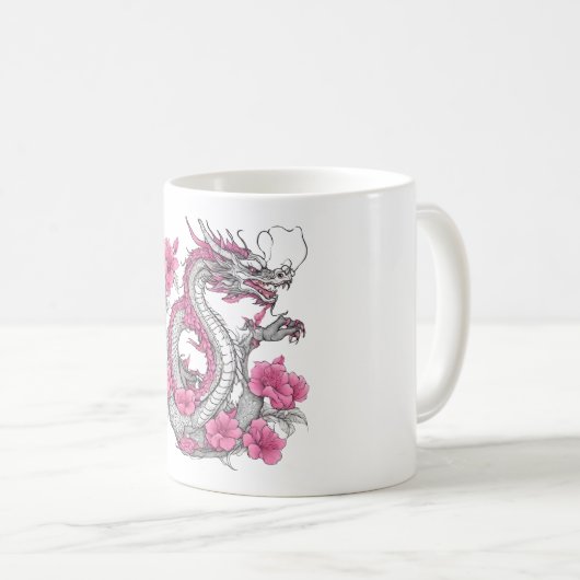 Flower Dragon Coffee Mok (Voorkant rechts)