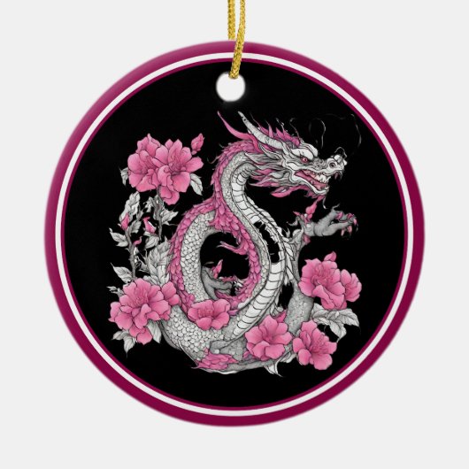 Flower Dragon keramisch Ornament (Voorkant)