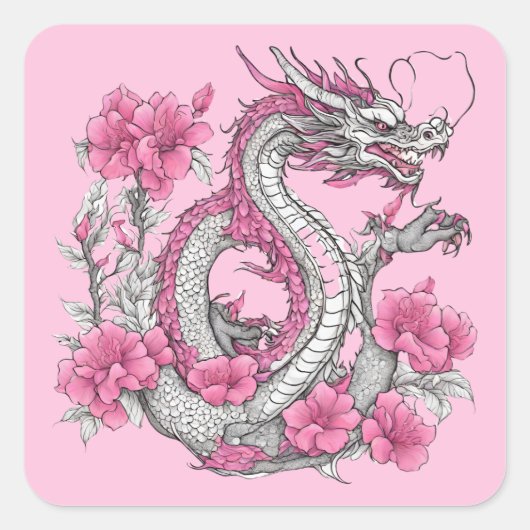 Flower Dragon Sticker (Voorkant)