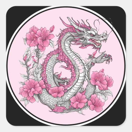 Flower Dragon Sticker (Voorkant)