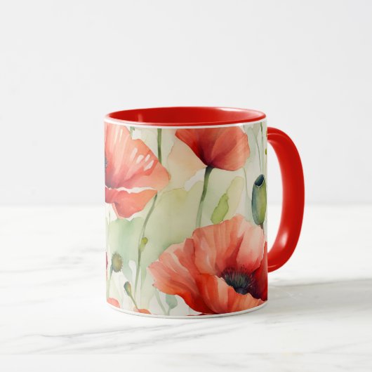 Flower Dream - Poppy Pattern Mok (Voorkant rechts)