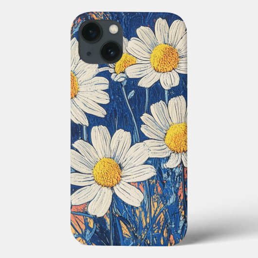Flower Dreams Camomille Impasto Style iPhone Case (Achterkant)