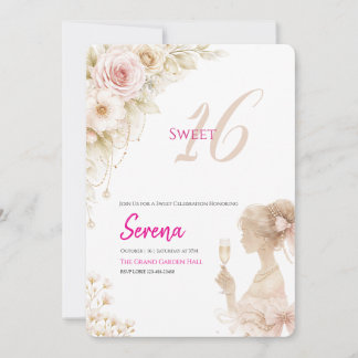 Flower Dreamy Soft Sweet 16 Birthday Invitation Kaart