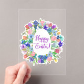 Flower Egg Shaped Wreath Happy Easter Acryl Uitnodigingen (Insitu (Draagbaar))
