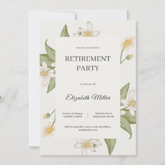 Flower Elegant Script Pensioenfeest Kaart (Voorkant)
