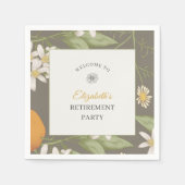  Flower Elegant Script Pensioenfeest Servet (Voorkant)