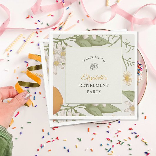  Flower Elegant Script Pensioenfeest Servet