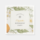  Flower Elegant Script Pensioenfeest Servet (Voorkant)